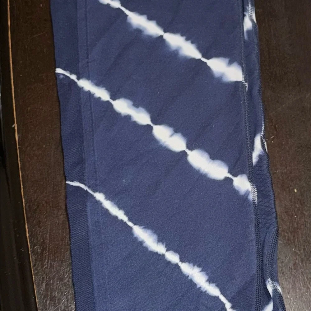 Tory Burch Sport Navy Diagonal Shibori Tie Dye Leggings Size Medium